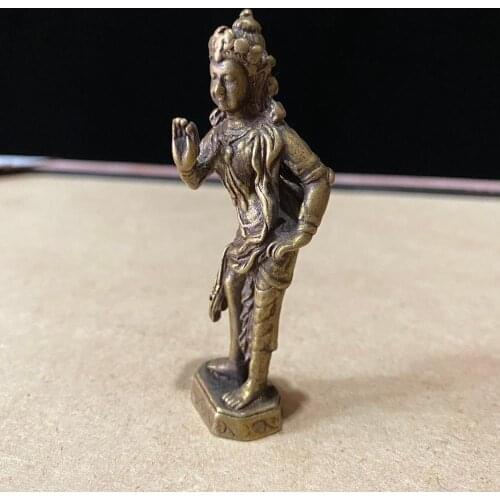 CHINA antique Pure copper fengshui safety buddha small Statue Metal crafts family decorations pendant