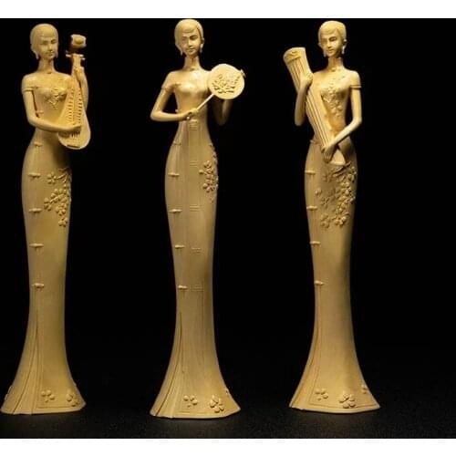 Classical beauty sculpture Chinese style Cheongsam beauty three beauty ladies decoration carving home decoration of m