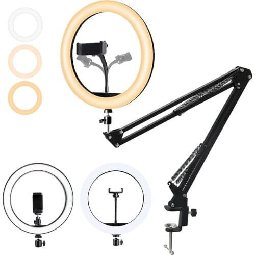 10 Inch Ring Light Led With Scissor Arm Stand 6 Inch Desktop Table Light For Phone Live Stream Beauty Lamp BGD24 Light Pink 26Cm
