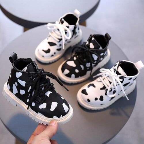 Girl Short boots New Leather Boots Autumn Winter Princess Ankle Zip Boots Girl Fashion Autumn Shoes Kid Shoes For Children Girls