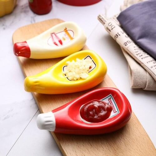 Creative Dish Plate Extruded Plate Tomato Bottle Shape Sauce Soy Sauce Dish Mustard Dish Dinner Plates Ceramic Plate