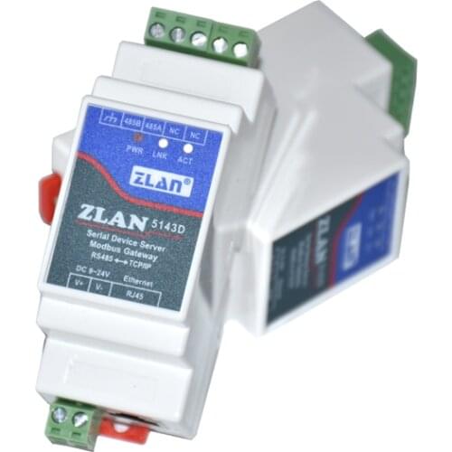 ZLAN5143D Din Rail Mounting Tiny Size RS485 Serial port to TCP/IP Ethernet Converter server Modbus RTU to Modbus TCP