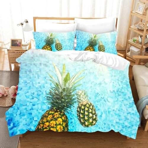 Summer Fruit Sineapple 3D Print Bedding Set Fashion Duvet Cover Set Colorful Home Textiles Grape Strawberry King Queen Size