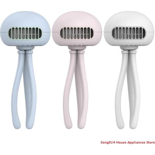 Mini USB Clip Fan Mini Portable Bladeless Jellyfish Fan 3 Speeds Battery Operated Handheld Fan Electric Personal Fan