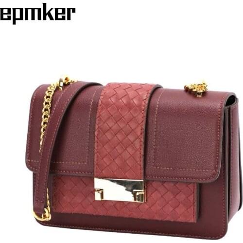 EPMKER Fashionable Purses and Handbags Luxury Designer for Women Knitting Crossbody Bag Panelled Flap High Quality Shoulder Bag