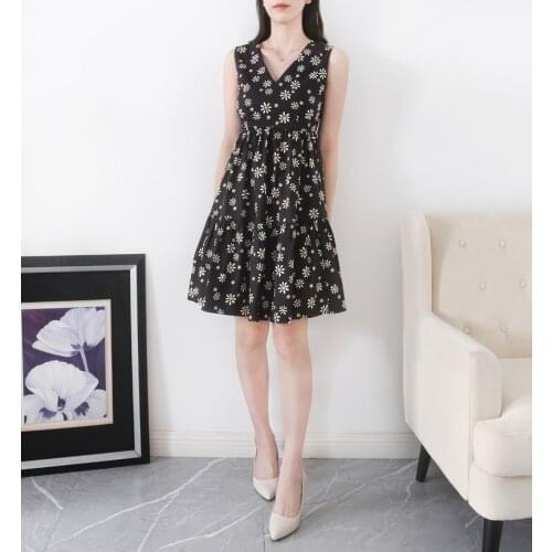 My Daisy Floral Print Sweet and Cute Cotton Dress For Summer US Fashion