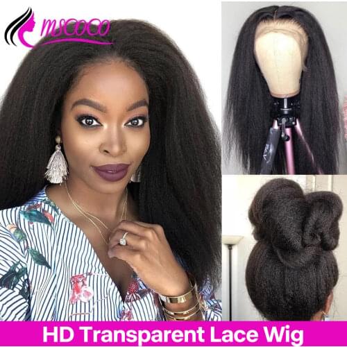 Kinky Straight Wig 13x6 Lace Front Human Hair Wigs Remy Brazilian 360 Lace Frontal Wig 200 Density Italian Yaki Human Hair Wig