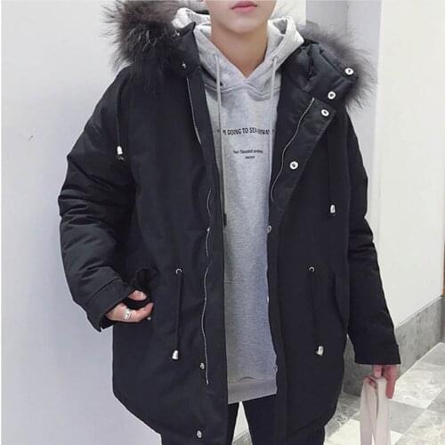 2018 Soft Fabric Winter Mens Jacket Thickening Warm Casual Parka Coat Cotton Jackets hooded Long Sleeve Loose Parkas Men C