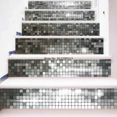 13Pcs Modern Design Self Adhesive 3D Art Staircase Stickers Sparkling Sequins Splicing Stairs Stickers Decal for Party Decor Bar
