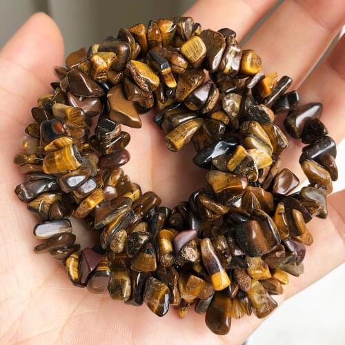 5-8mm Natural Yellow Tiger Eye Gravel Chips Stone Irregular Beads Loose Spacer Beads for Jewelry Making DIY Earring Necklace 33"