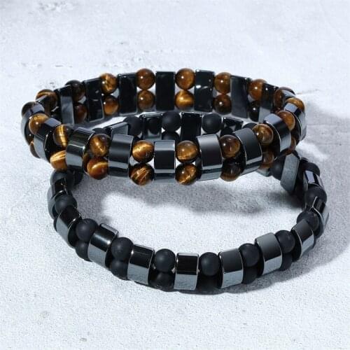 New Fashion Obsidian Tiger Eye Beaded Bracelet for Men Woman Health Magnetic Bangle Charm Jewelry Gift