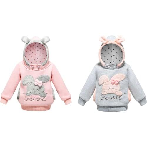 New Autumn Winter Baby Girls Hooded Sweatshirt Children Long Sleeves Cute Cartoon Hoodie Tops Cotton Kids Girls Warm Clothing