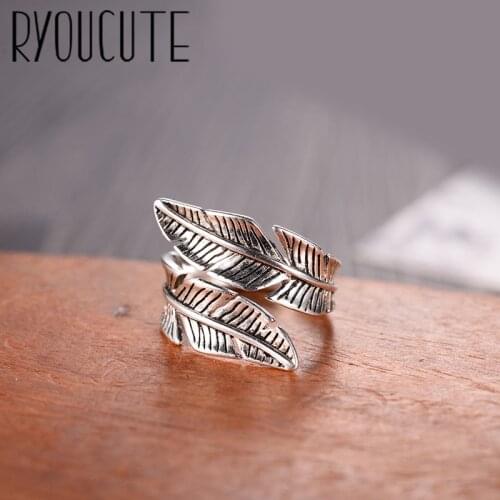 New Trendy Personality Punk Feather Rings For Women Lady Resizable Size Rings Party Jewelry Charm Gifts 2021
