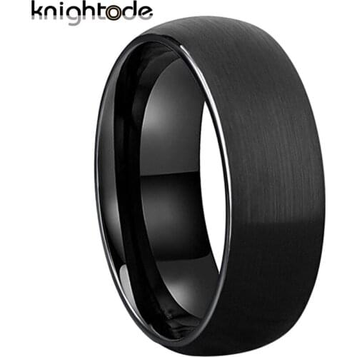 6mm 8mm Black Tungsten Carbide Rings For Men Women Elegant Wedding Band Jewelry Gift Dome Brushed Finish Comfort Fit