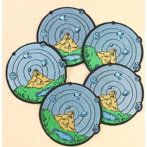 3PCS Wholesale Round Badges Patches Universe Embroidery Applique for Clothing DIY Costume Iron on Patches for Clothing Stickers