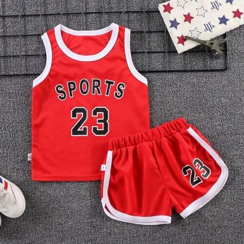 2-8 Year Old Kids Sleeveless Suit Kids Summer Thin Breathable Clothes Boys Basketball Set Girls Set Vest Shorts 2 Piece