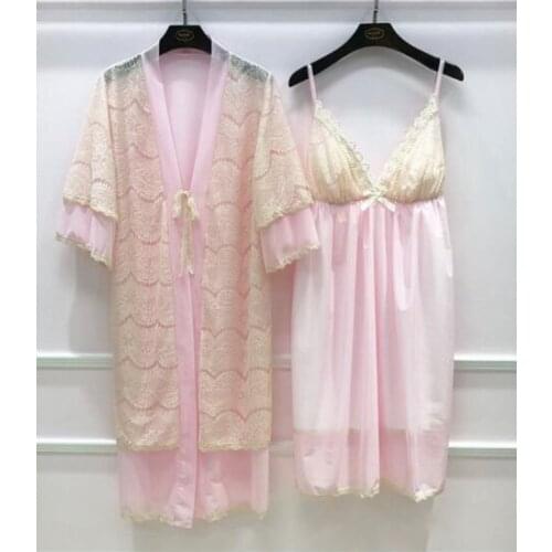 Casual Nights Womens Sleepwear 2 Piece Nightgown and Robe Set Womens Long Thin Robe Beige Sleepwear Lace SLeepwear