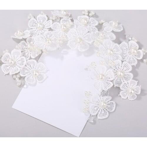 White Red Lace Flower Women Girl Headband Bride Tiaras Crown Headpiece Floral Bridal Hair Jewelry Wedding Accessories
