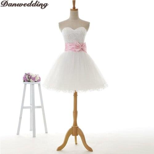 Simple Short/Mini Tulle Homecoming Dress Refinement Beaded Sweetheart-Neck Sashes Bow Graduation dress Party Gowns Custom Made