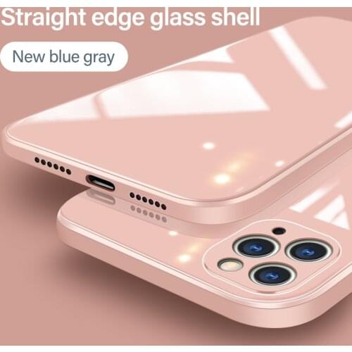 Luxury Cute Plain Mirror Tempered Glass Phone Case For iPhone 12 11 Pro max SE XSmax XR X 8 7 6 Plus Camera Protection Cover