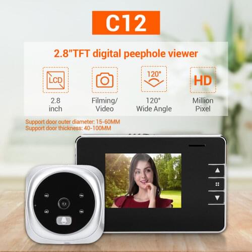 2.8 inch Video peephole Digital Door Camera Doorbell 120 Degree Angle Peephole Viewer video Eye Door Doorbell Outdoor Door Bell