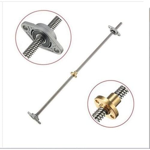 DuoWeiSi 3D Printer Parts T8 400mm Lead Screw 8mm Thread Lead Screw with Brass Nut 2KFL08 Bearing Bracket