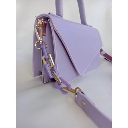 Women Lilac Color Two Compartment Chain Detail Adjustable Halter Hand & Shoulder Bag
