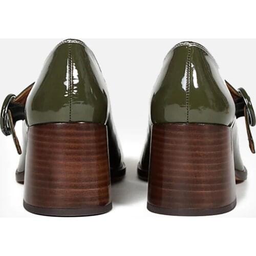 MUMANI Woman‘s 2021 New Mary Janes Shoes Genuine Leather Shallow Square heel Pumps Buckle Strap Round Toe Lady Footwear