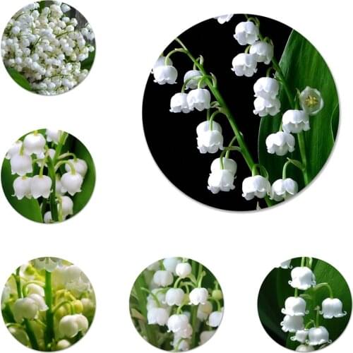 Lily of the Valley Flower Icons Pins Badge Decoration Brooches Metal Badges For Backpack Decoration 58mm