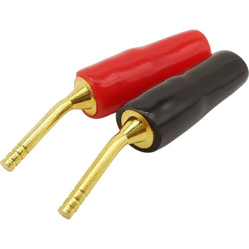 1/2/4Pcs 2mm Banana Plug Angle Pin Connector Gold Plated Screw Lock Terminal Wiring Audio Hi-fi Speaker Pin Banana Plug Adapter