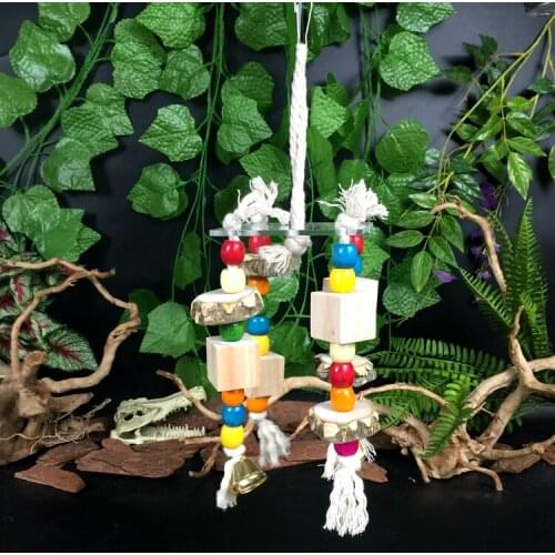 1set Colorful Pet Bird Wodden Climbing Ladder Climb Toys Parrot Rope Parrot chew toys cage hanging bells accessory free shipping