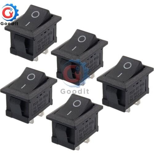 10PCS Black Push Button Mini Switch 6A-10A 250V KCD1-101 2Pin Snap-in On/Off Rocker Switch 21*15MM