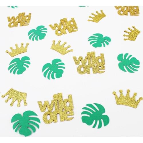 100pcs Safari Theme Table Confetti Wild One Confetti Birthday Glitter Confetti for Baby Shower Birthday Party Supplies