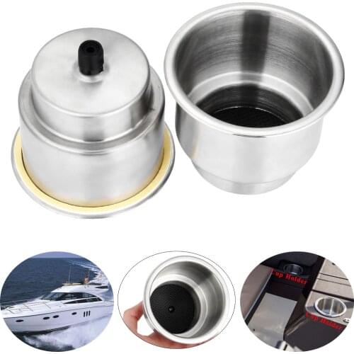 2 Pcs Stainless Steel 304 Cup Drink Holder Can Bottle Holder Stand Mount Support Auto Car Marine Boat Truck RV Fishing Box