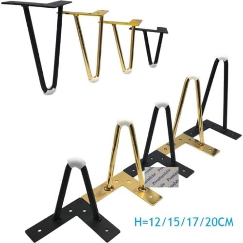 2Pcs/Lot Matte Black Gold Hairpin Furniture Legs Feet for Sofa Couch Coffee Table TV Cabinet Cupboard