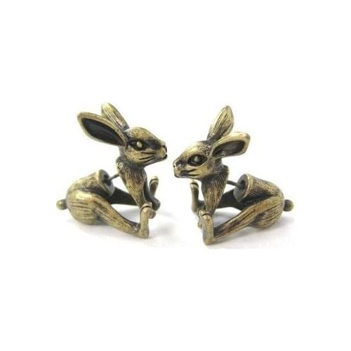 2015 New Style Hot Sale 3Pairs Lovely 3d Fake Gauge Bunny Rabbit Animal Earrings Fine Jewelry for Ladies and Girls