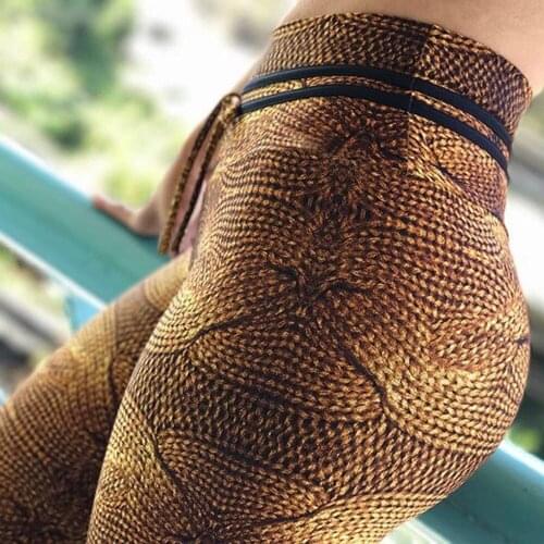 2018 New Fashion Knitting Rope 3D Print Leggings Women Sexy Push Up Fitness Clothing Sporting Legging Slim Workout Pants Bottom