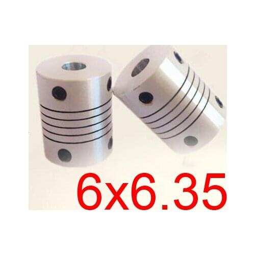 30pcs/lot 6x6.35 CNC Motor Jaw Shaft Coupler screw encoder 6mm to 6.35mm 6 to 6.35 Flexible Coupling 19mm OD 25mm length