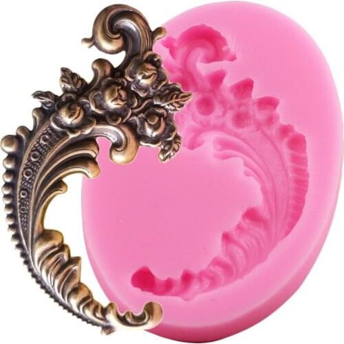 3D Craft Rose Flower Silicone Mold Fondant Baroque Scroll Relief Chocolate Candy Gumpaste Mold Cupcake DIY Cake Decorating Tools