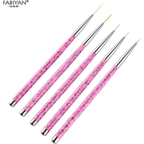 5pcs/set 7-20mm Detailing Drawing Painting Liner Flower Nail Art Line Brushes Stripes DIY Grids Design Pen Manicure Tips Tools