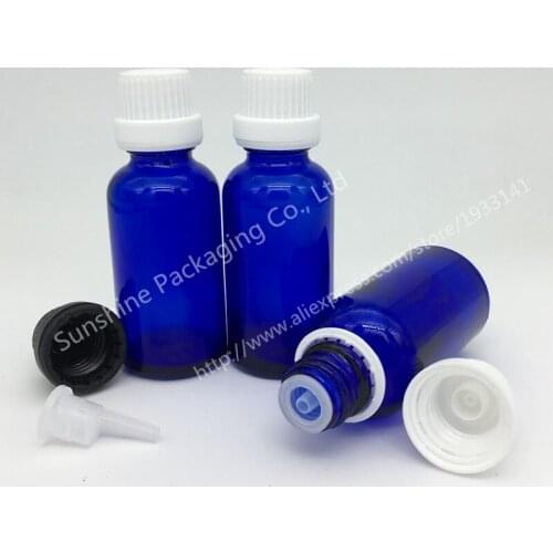 500pcs 30ml Glass Bottles,Reagents Bottle With Orifice Reducer&Theftproof Cap Bottle Blue Glass Bottle Free Shipping