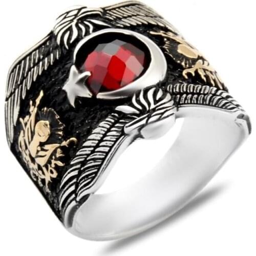 925 sterling Silver Kartallı Moon star Men 'S Ring