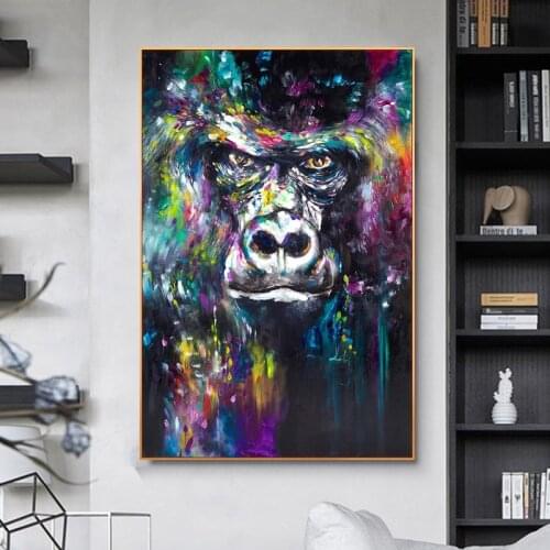 Abstract Colorful Oil Painting on Canvas Monkey Wall Art Posters and Prints Aniaml Picture for Living Room Home Design Decor