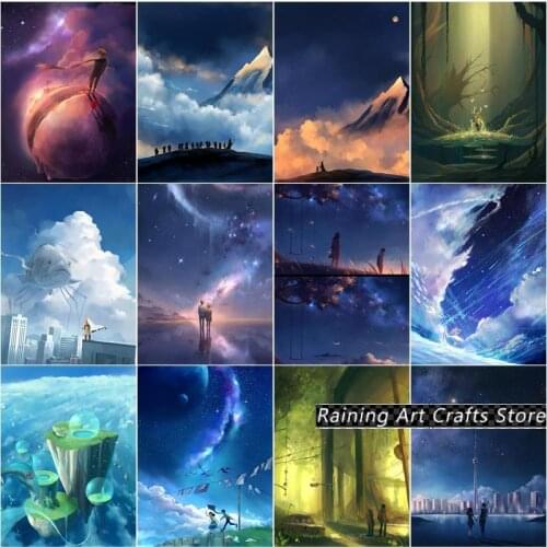 5D Diy Diamond Painting Embroidery Manga World Forest City View Cross Stitch Full Drill Rhinestones Mosaic Pictures Decor Gifts