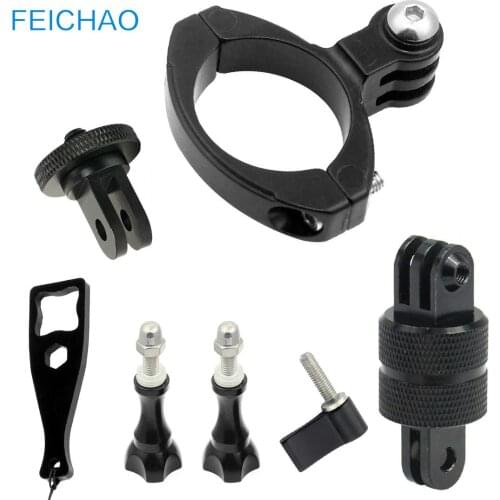 Aluminum 360 Swivel Motorcycle Handlebar Clamp Bicycle Bike Seatpost Clip for GoPro Hero 9 8 7 5 Yi 4K Sjcam Camera Stand Holder