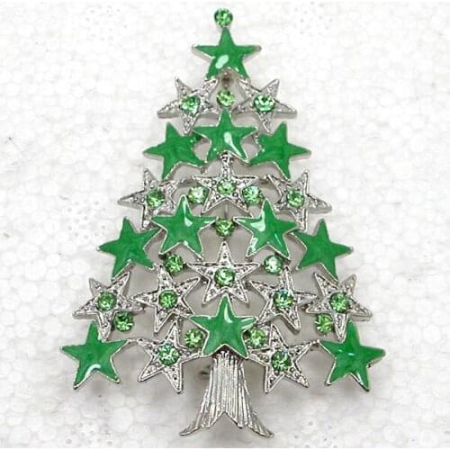 Enamel Rhinestone Christmas tree Pin brooches C550 K