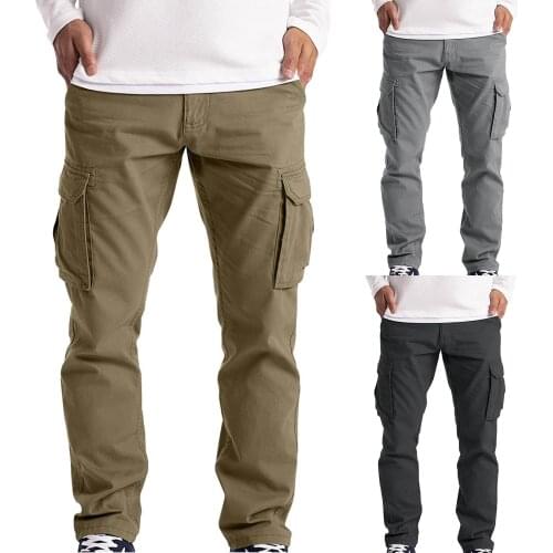 Mens Cargo Trousers Work Wear Combat Safety Cargo 6 Pocket Full Pants Male Trousers Sweatpants Sport Pants Streetwear L3