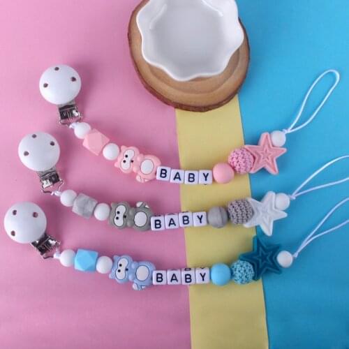 Personality Baby Pacifier Clip Chain Infant Boys Girls Baby Nipple Feeding Cute Cartoon Animal Toys Pacifier Chain Anti-drop