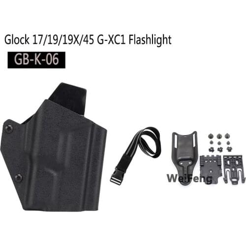 Kydex Gun Holster for Glock 17/19/19X/45 G-XC1 Flashlight with QLS 19 22 Pistol Case Holster with Adjustable Platform Adapter
