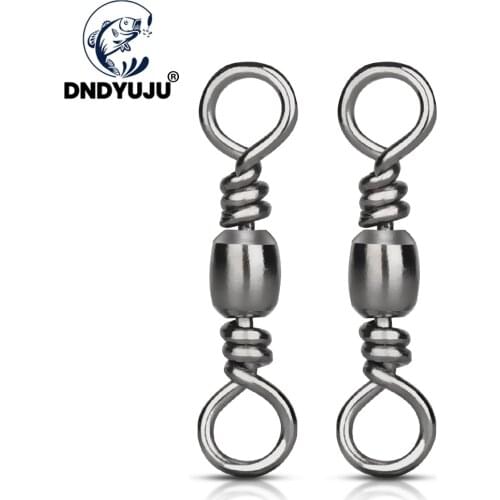 DNDYUJU 100/50pcs Stainless Steel Brass Barrel Fishing Swivels Solid Ring Fishing Line Connector Swivels Fishing Tackle Tool